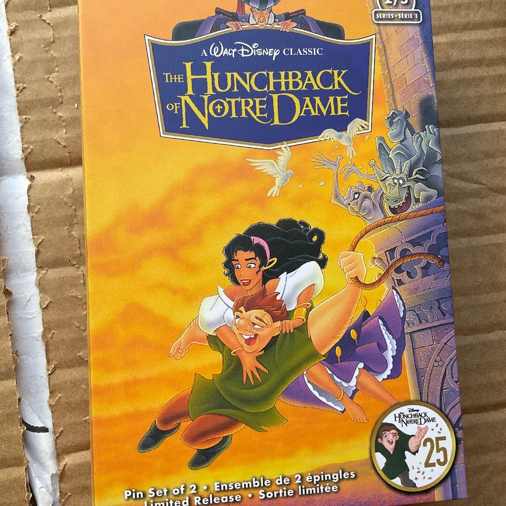 Disneys Hunchback pin set VHS style